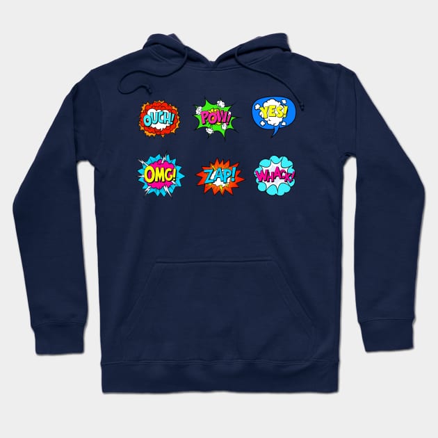 Super Hero Cartoon Explosions set Hoodie by InshynaArt